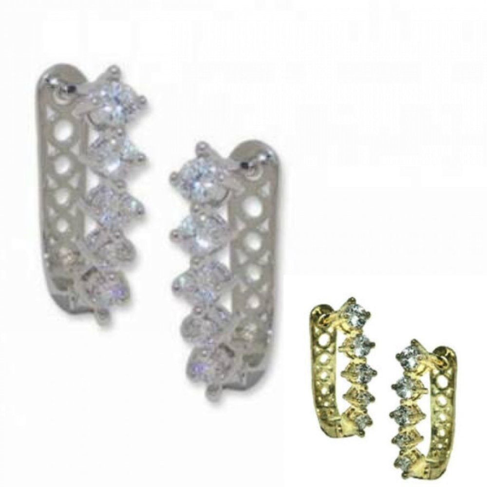 Cubic Zirconia huggie hoops white or yellow NWT